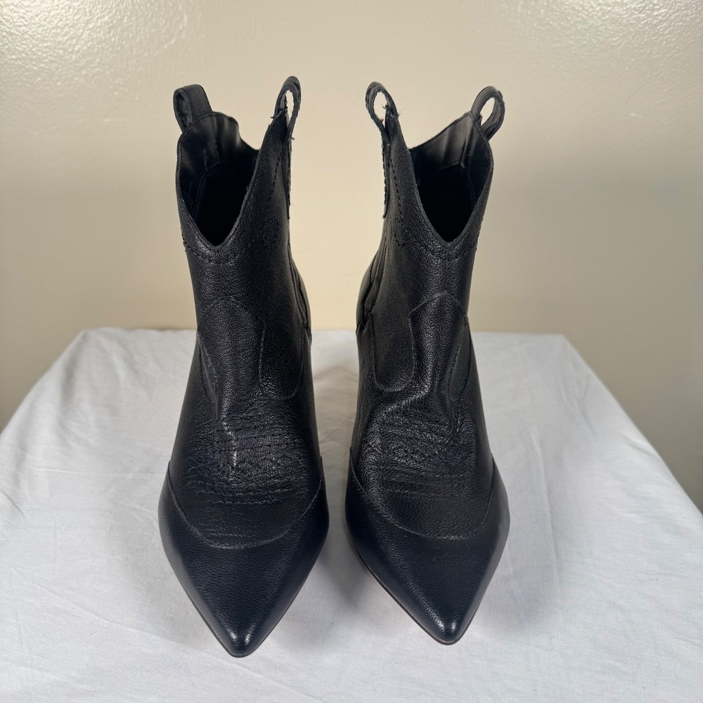 Jessica Simpson Ankle Boots Womens 7.5 Black Nelda Western Pointed‎ Kitten Heel - Picture 2 of 9